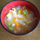 枝豆と野菜の鶏ガラスープ